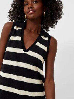 POMANDER PLACE Ada Polo Knit Striped Tank Top EUC
